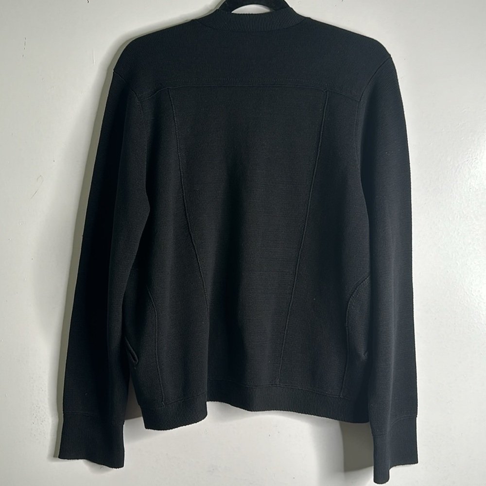 Eileen fisher slik cotton blend zip up knit jacket shirt  L black quilt luxury - Picture 8 of 10